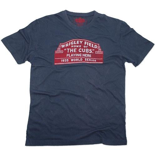 Men's Chicago Cubs Wrigley Marquee 1935 World Series Brass Tacks T-Shirt