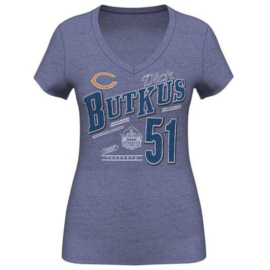 Womens Chicago Bears Dick Butkus Hall Of Fame V Neck T Shirt