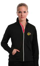 Women's Chicago Blackhawks Levelwear Aurora Script Full Zip Jacket-Black - Pro Jersey Sports