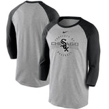 Men's Chicago White Sox Nike Gray/Black Property Of Tri-Blend Raglan 3/4 Sleeve T-Shirt - Pro Jersey Sports
