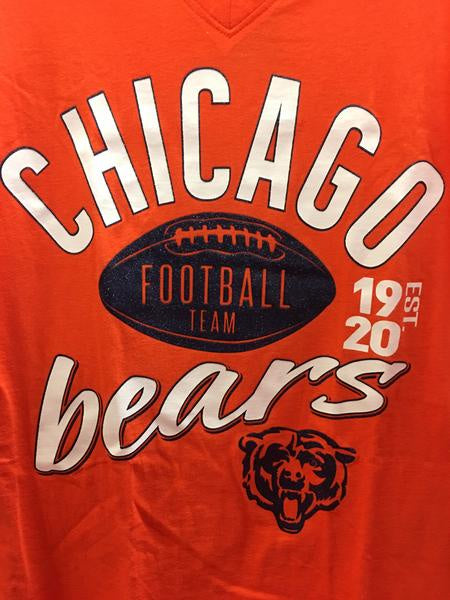 Womens Chicago Bears Baby Jersey S/S V Neck With Athletic Stripes