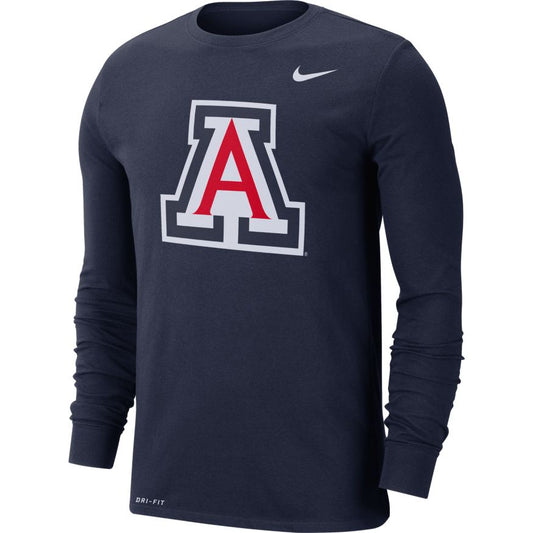 Men's Arizona Wildcats Long Sleeve Navy College Nike Dri-Fit Tee