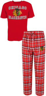 Chicago Blackhawks Two Piece Tiebreaker Tee & Pajama Set Concepts Sport - Pro Jersey Sports