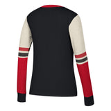 Women's Chicago Blackhawks CCM Black Henley Long Sleeve Tee - Pro Jersey Sports