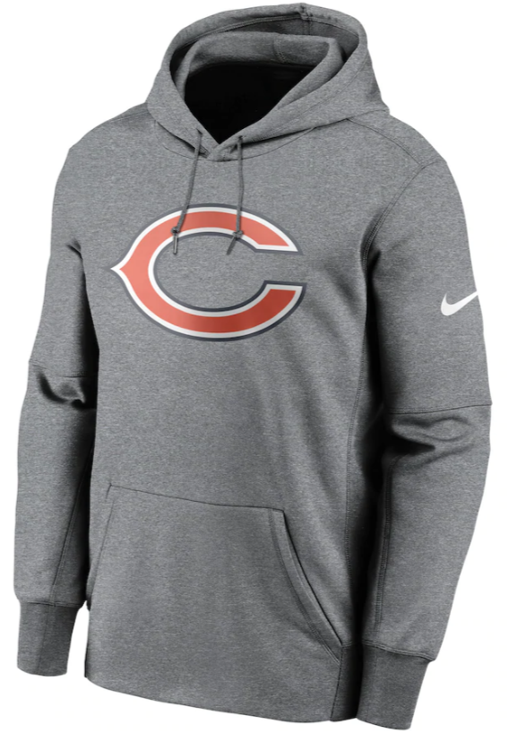 Men's Chicago Bears Nike Heathered Charcoal Fan Gear Primary Logo Therma Performance Pullover Hoodie