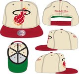 Miami Heat Mitchell & Ness Hardwood Classics Natural 2 Tone Snapback Hat- Cream/Red - Pro Jersey Sports