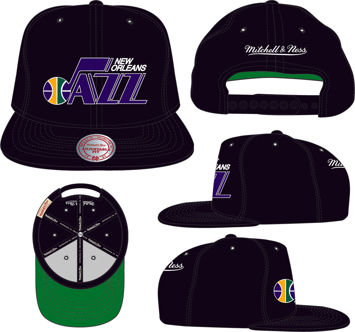 Men's Mitchell & Ness New Orleans Jazz NBA Core BasicBlack Snapback Hat