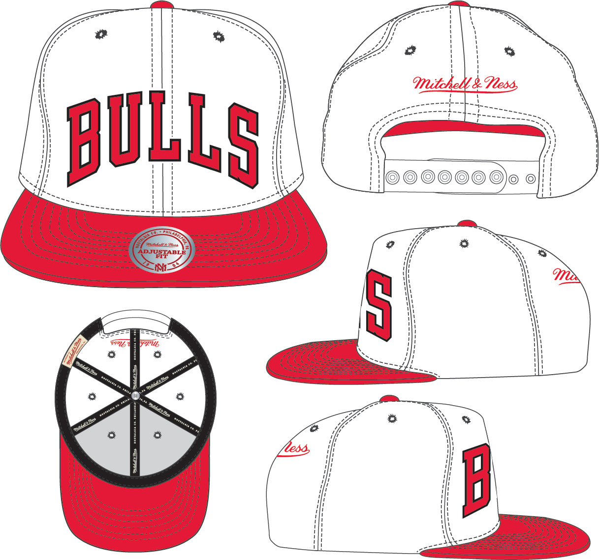 Men's Mitchell & Ness Chicago Bulls Core White and Red Adjustable Snapback Hat
