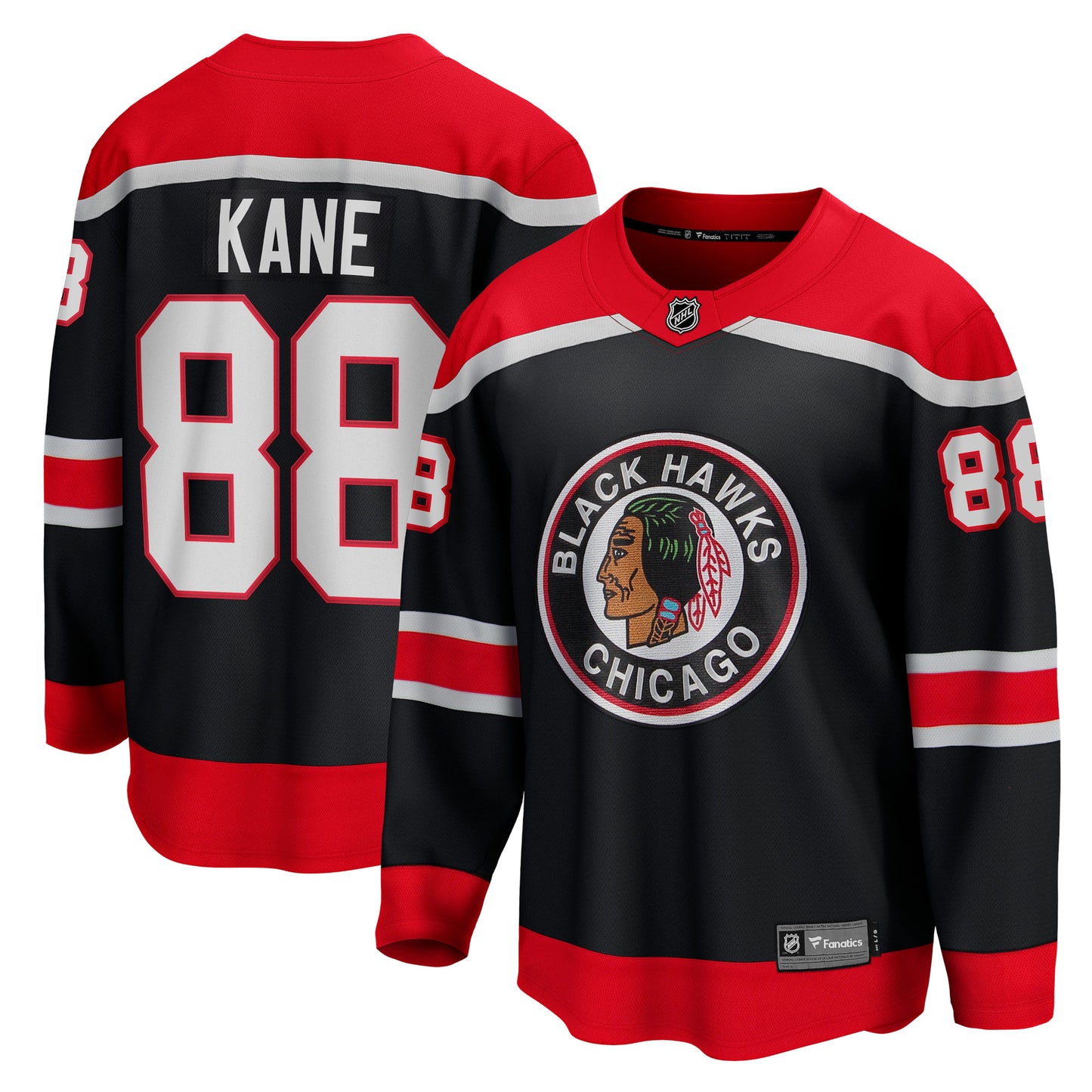Men's Chicago Blackhawks Patrick Kane Fanatics Branded Black 2020/21 Reverse Retro Special Edition Breakaway Player Jersey