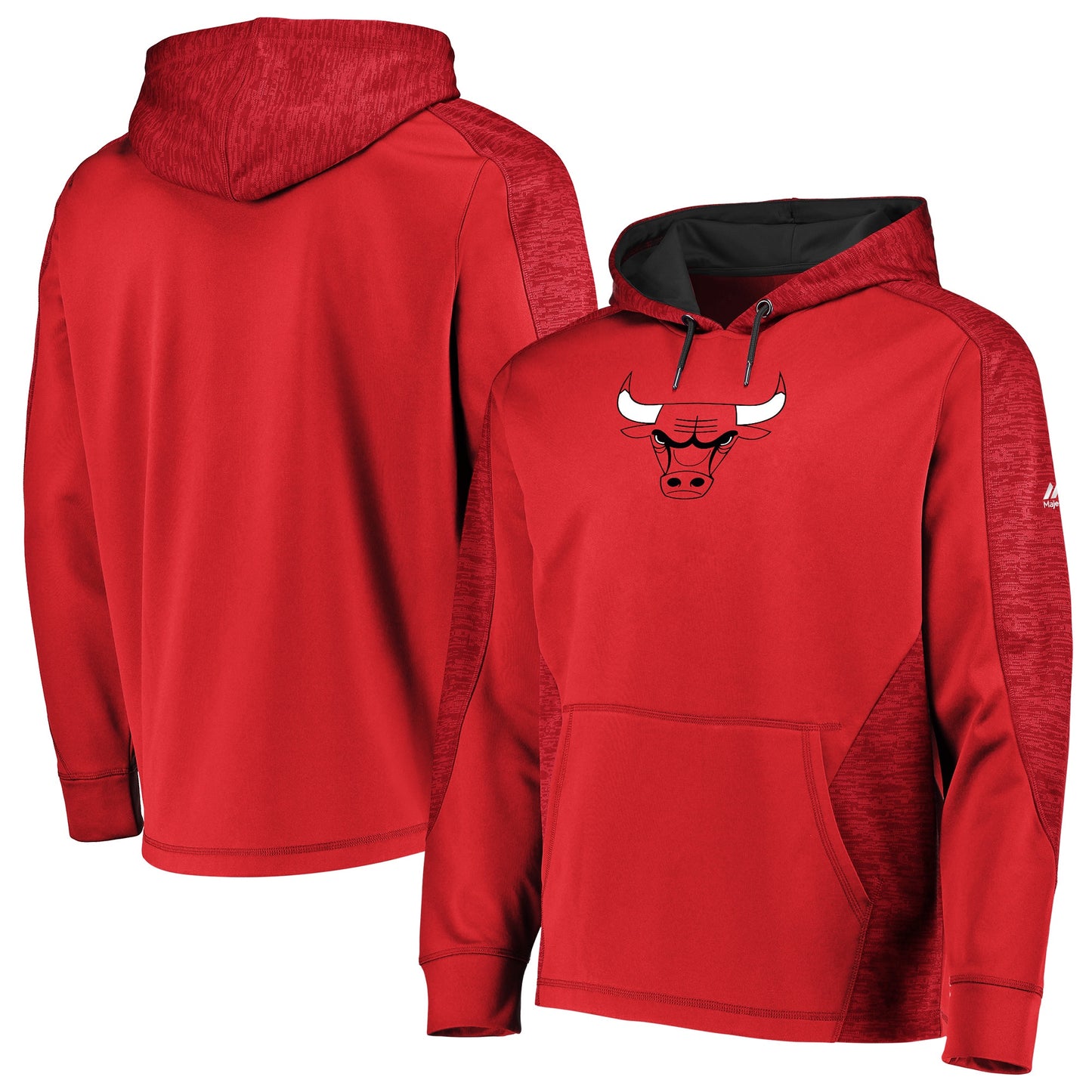 Men's Chicago Bulls Majestic Red Armor Therma Base Pullover Hoodie