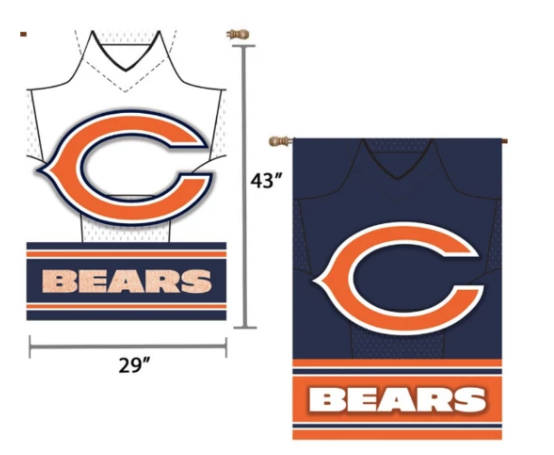 Chicago Bears 29" x 43" Double‑Sided Jersey Foil House Flag