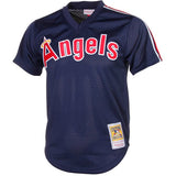 Men's Reggie Jackson California Angels Mitchell & Ness Cooperstown Collection Mesh Batting Practice Button-Up Jersey - Navy - Pro Jersey Sports
