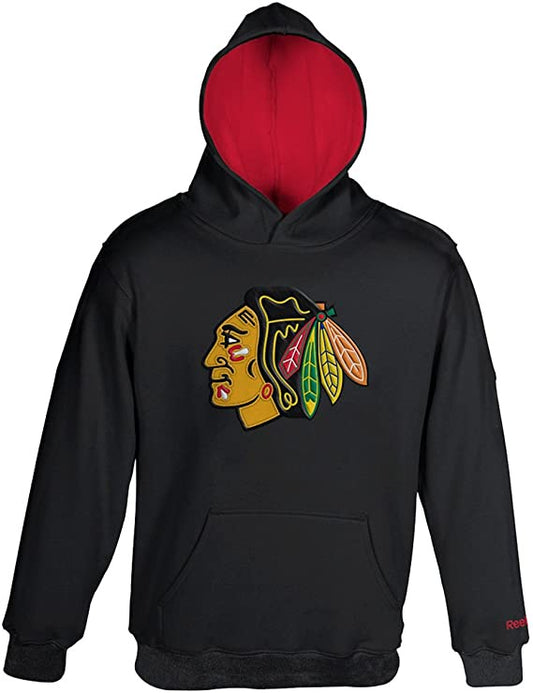 Reebok Chicago Blackhawks Toddler Primary Logo Black Pullover Hooded Sweatshirt