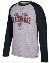 Men's Chicago Blackhawks Gray/Black CCM Long Sleeve Crew T-Shirt - Pro Jersey Sports