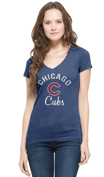 Women's Chicago Cubs Short Sleeve “C” V-Neck Scrum Tee