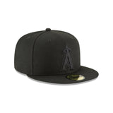 Anaheim Angels Tonal Black On Black 59Fifty Fitted Hat - Pro Jersey Sports