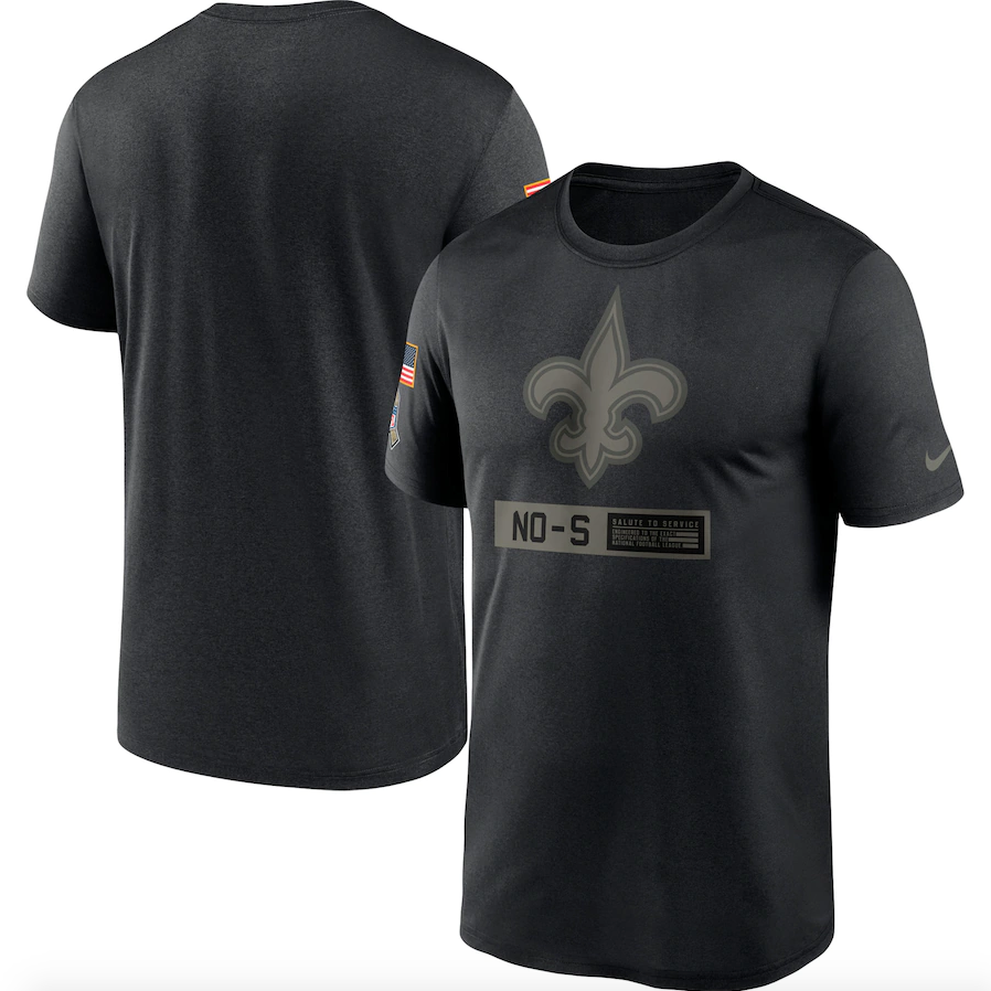 Men's New Orleans Saints Nike Black 2020 Salute to Service Team Logo Performance T-Shirt