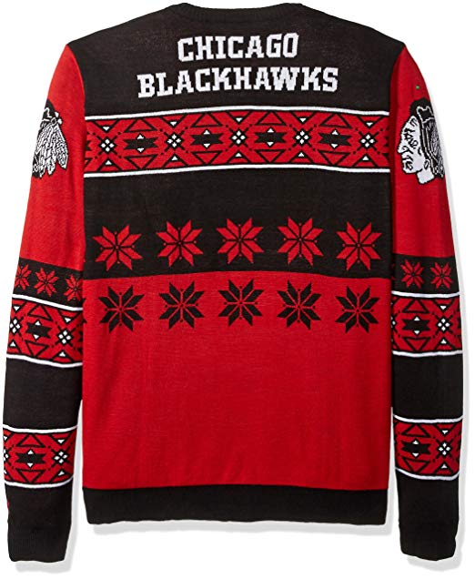 Men's Chicago Blackhawks NHL Big Logo Ugly Crew Neck Sweater