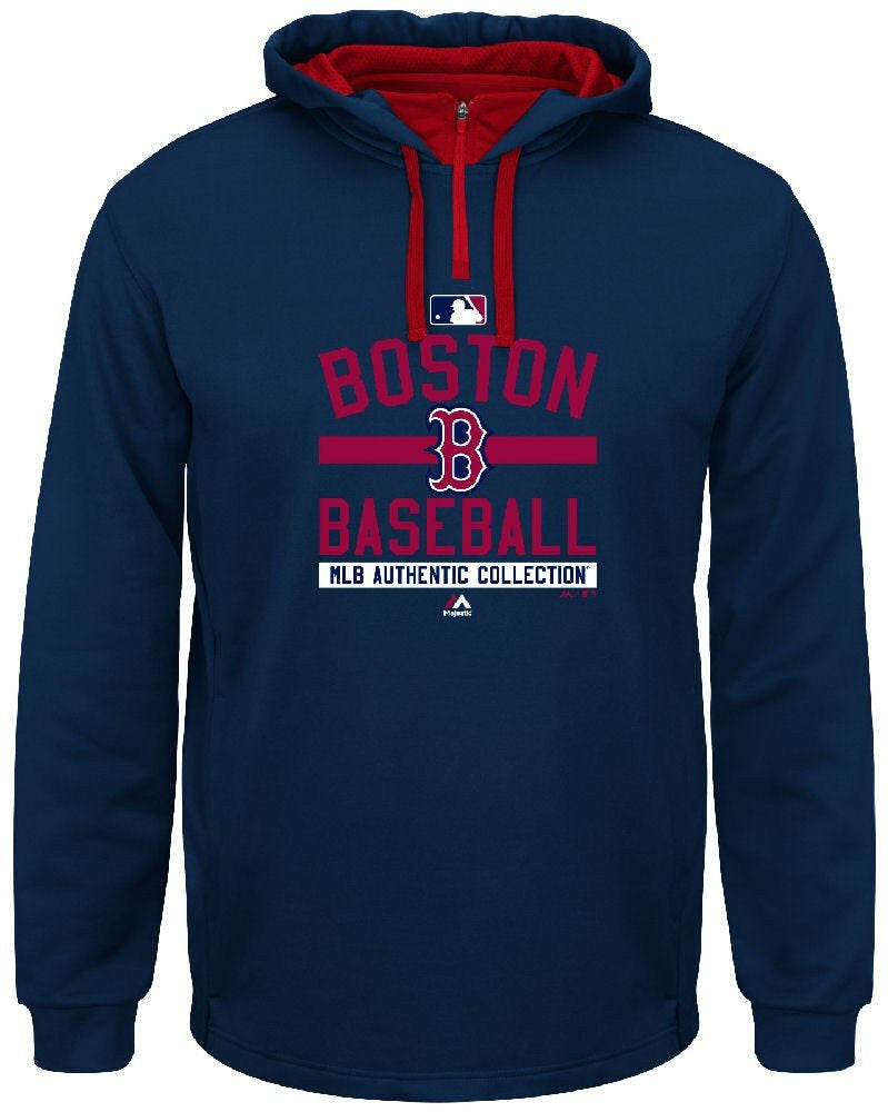 Majestic Boston Red Sox Mens Navy On-Field Team Property Synthetic Hoodie Fleece