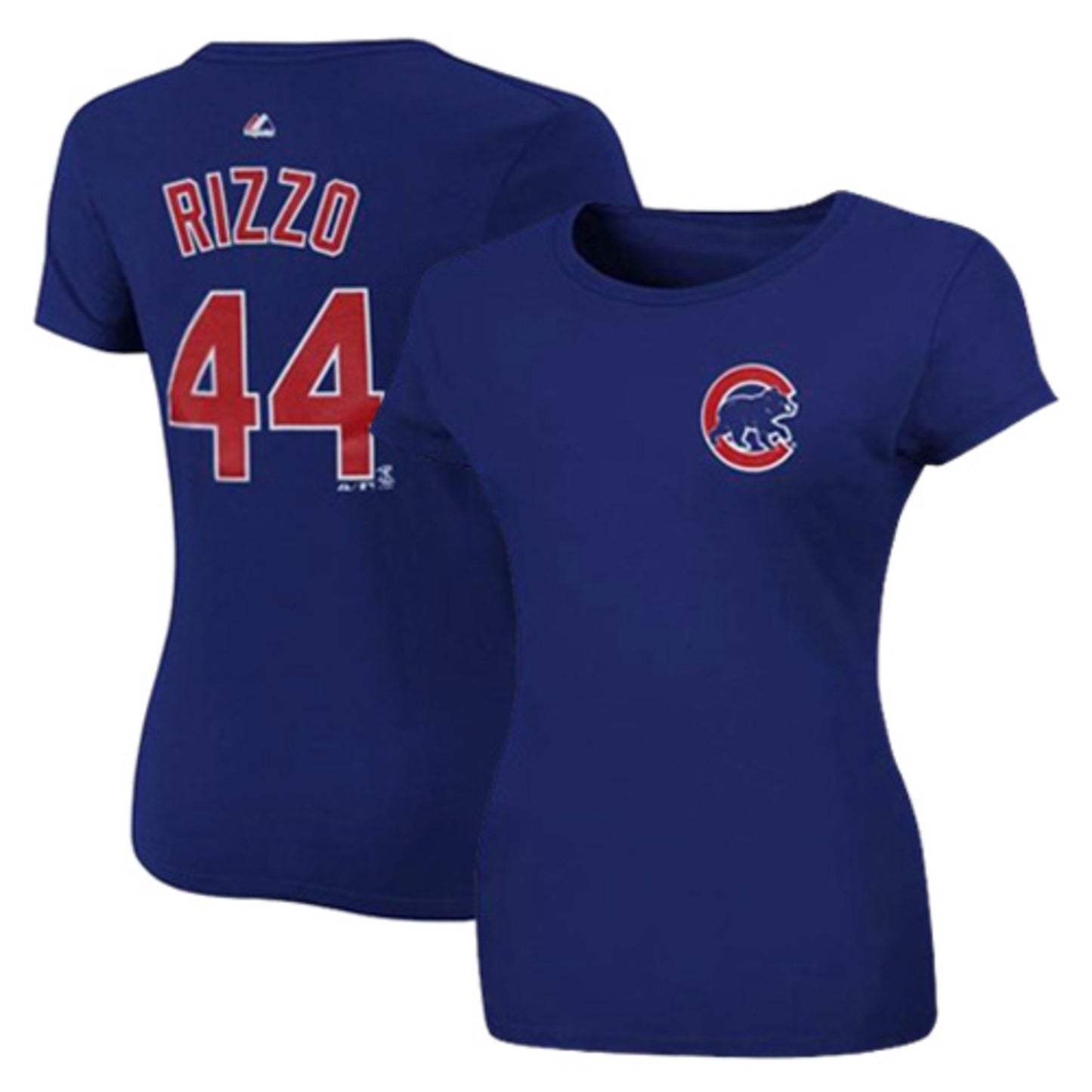 Women's Majestic Chicago Cubs Anthony Rizzo Name & Number Tee