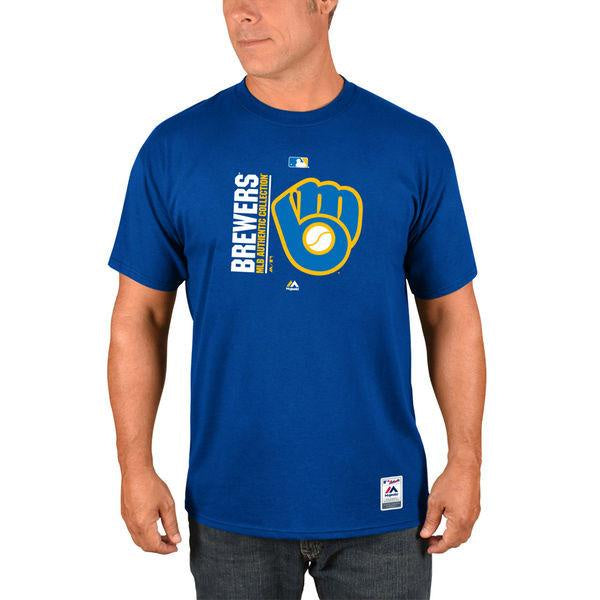 Men's MLB Milwaukee Brewers Royal Authentic Collection Team Favorite T-Shirt