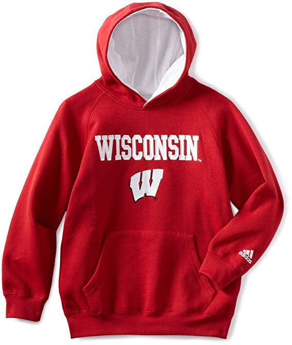 adidas Wisconsin Badgers Youth Pullover Hooded Sweatshirt