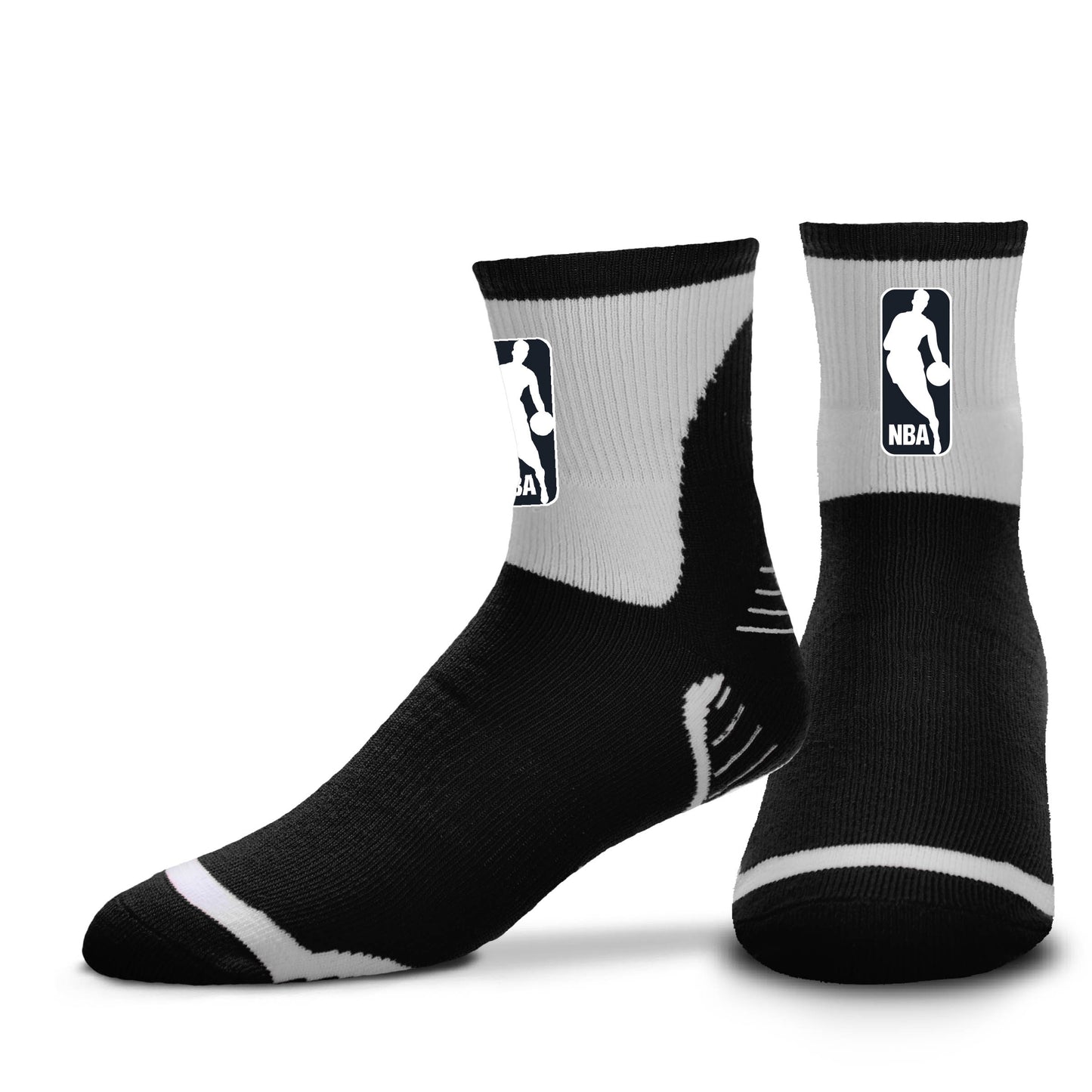 Mens NBA Logo For Bare Feet Surge Short Crew Black Socks