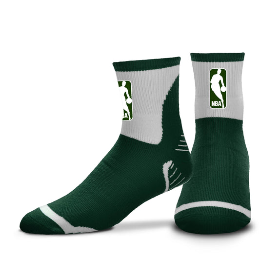 Mens NBA Logo For Bare Feet Surge Short Crew Kelly Green Socks