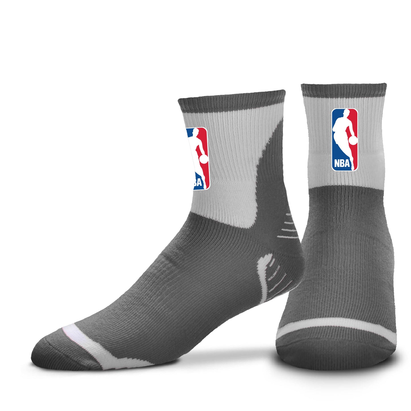 Mens NBA Logo For Bare Feet Surge Short Crew Gray Socks