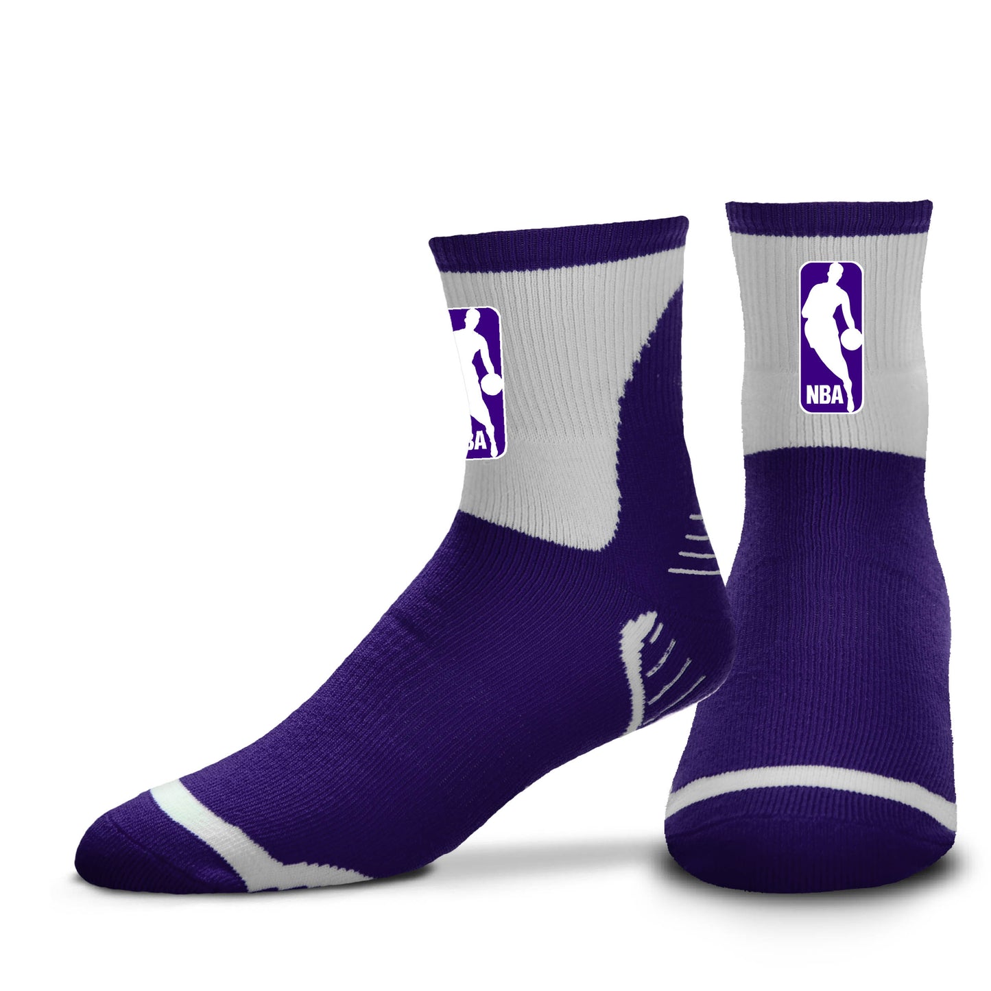 Mens NBA Logo For Bare Feet Surge Short Crew Purple Socks
