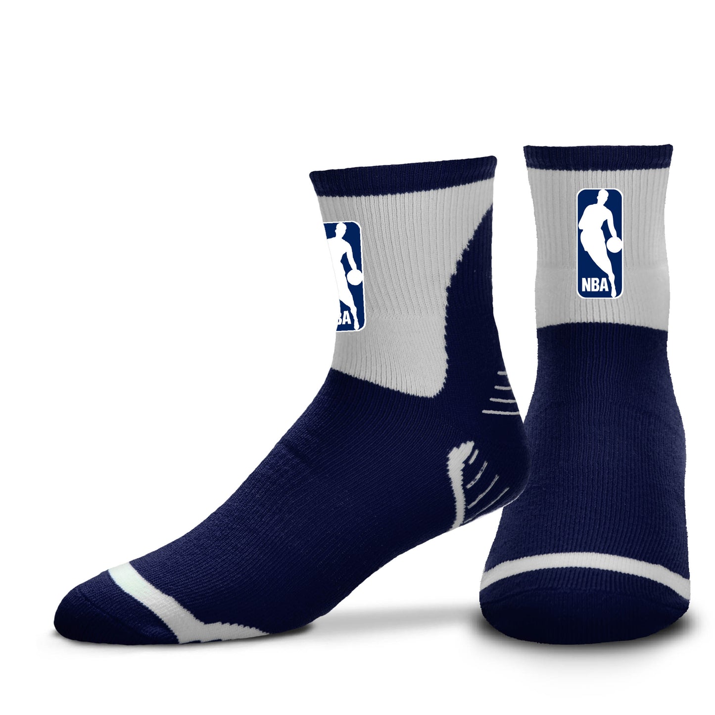 Mens NBA Logo For Bare Feet Surge Short Crew Navy Socks