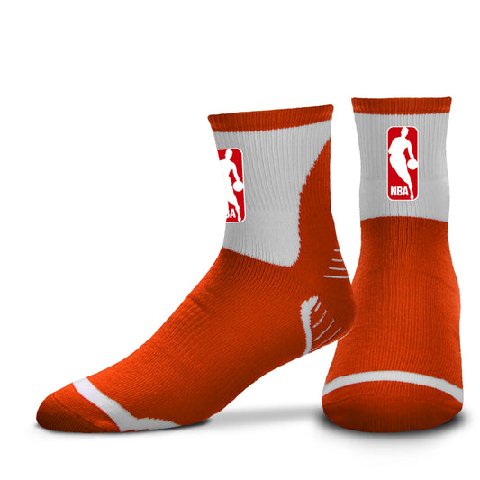 Mens NBA Logo For Bare Feet Surge Short Crew Orange Socks