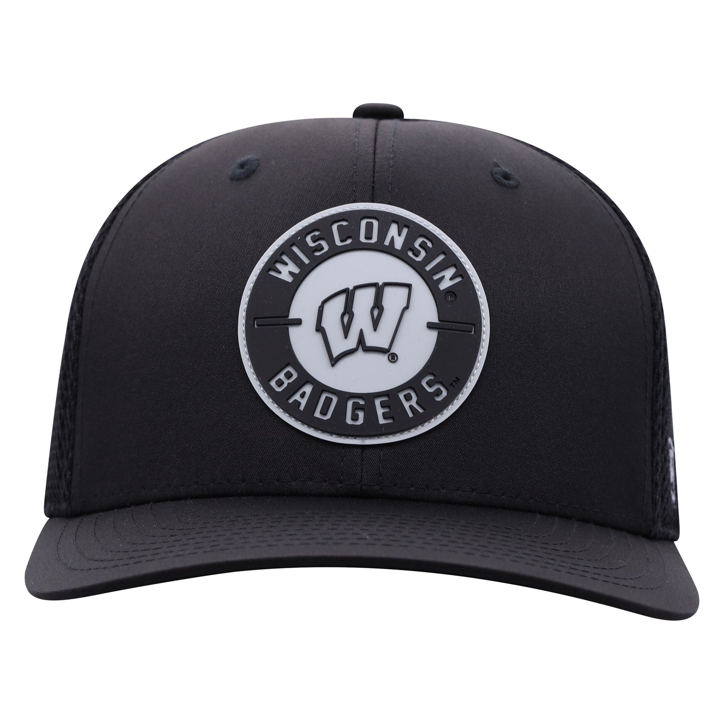 Men's Top Of The World Wisconsin Badgers Black Abbott One Fit Flex Fit Hat