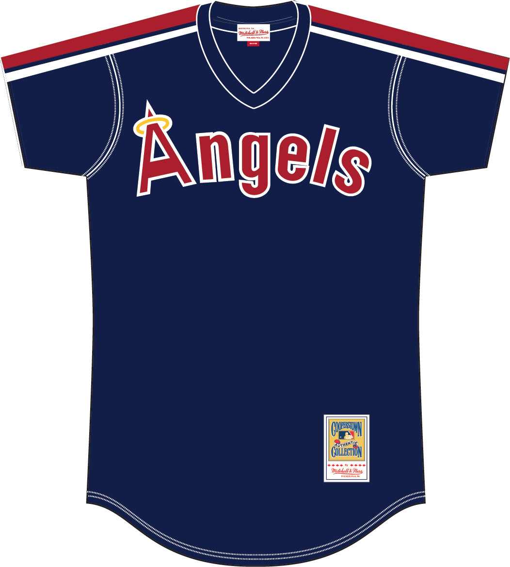 Men's Rod Carew California Angels Mitchell & Ness Cooperstown Collection Mesh Batting Practice Button-Up Jersey - Navy