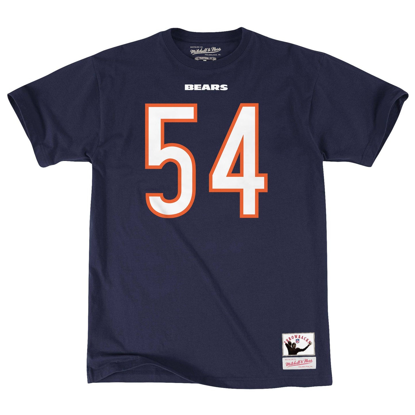 Mens Brian Urlacher Chicago Bears Navy Name And Number Tee By Mitchell & Ness