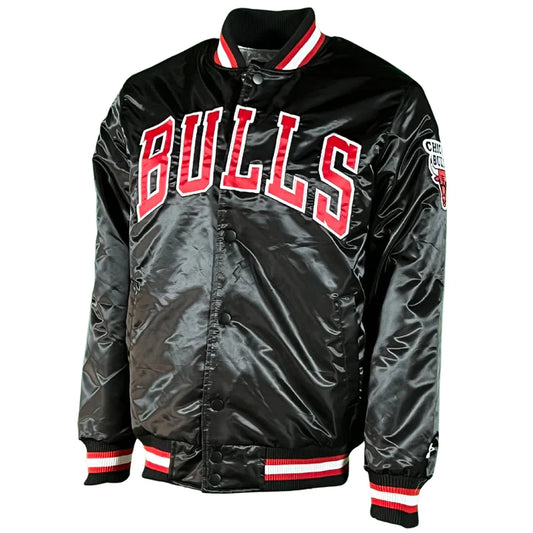 Men's Chicago Bulls Old School Original Starter Satin Jacket-Black