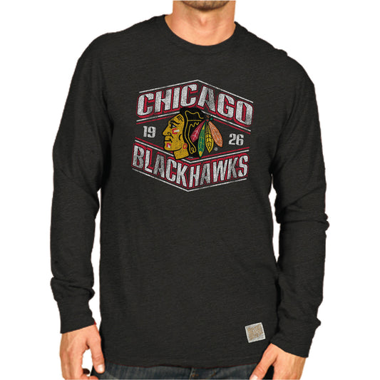 Chicago Blackhawks Adult Distressed Long Sleeve Logo Shirt