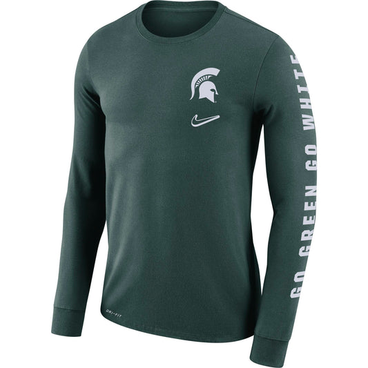 Mens Nike Michigan State Spartans Mantra Green Long Sleeve Tee