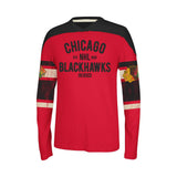 Chicago Blackhawks Long Sleeve CCM Applique Crew Neck Tee-Red - Pro Jersey Sports