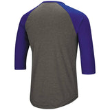 Men's Chicago Cubs Under Armour Heathered Gray/Light Blue Tri-Blend Cooperstown Crossed Bats 3/4-Sleeve Raglan Performance T-Shirt - Pro Jersey Sports