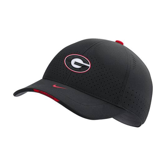 Men's Georgia Bulldogs Black Authentic Team Issue Aerobill Flex Hat