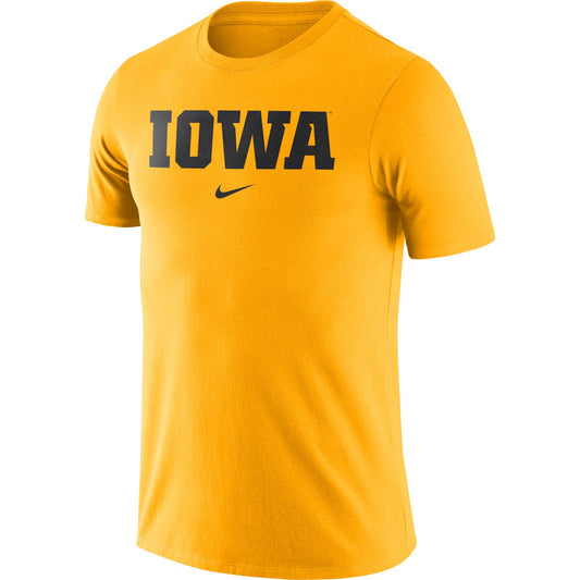 Men's Iowa Hawkeyes Nike Gold Essential Wordmark T-Shirt