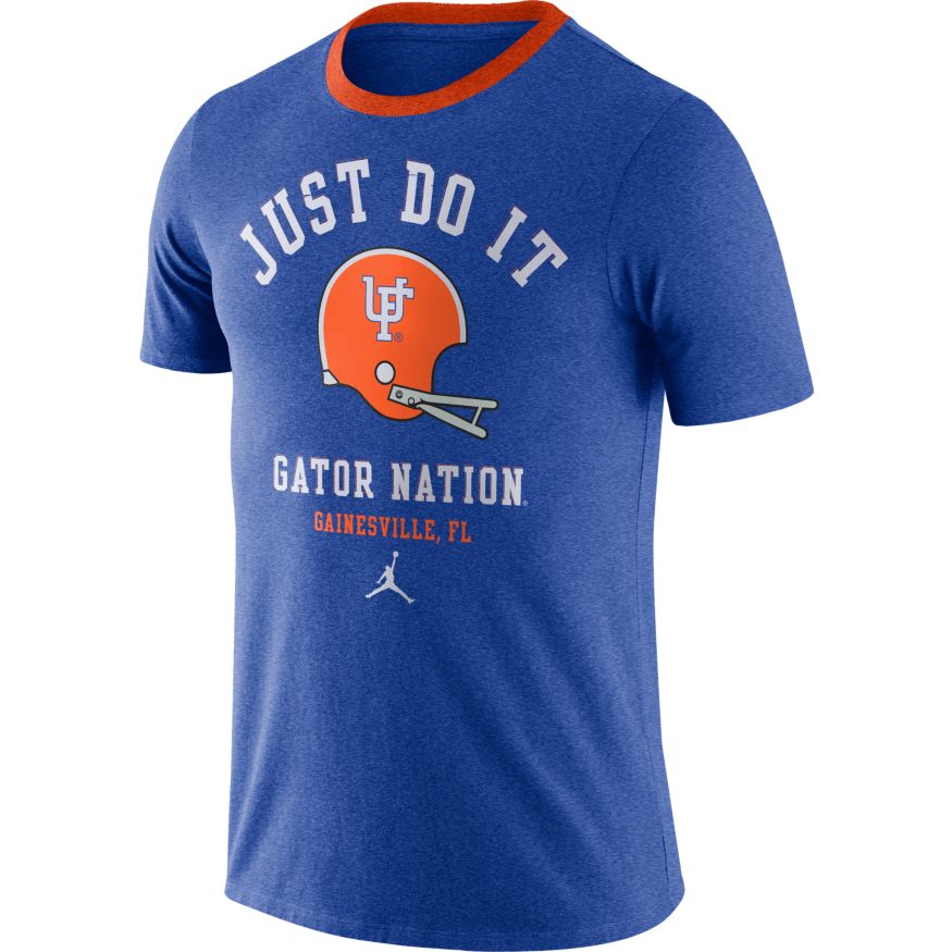 Men's Florida Gators Football Royal Blue Vault Helmet Logo T-Shirt By Nike