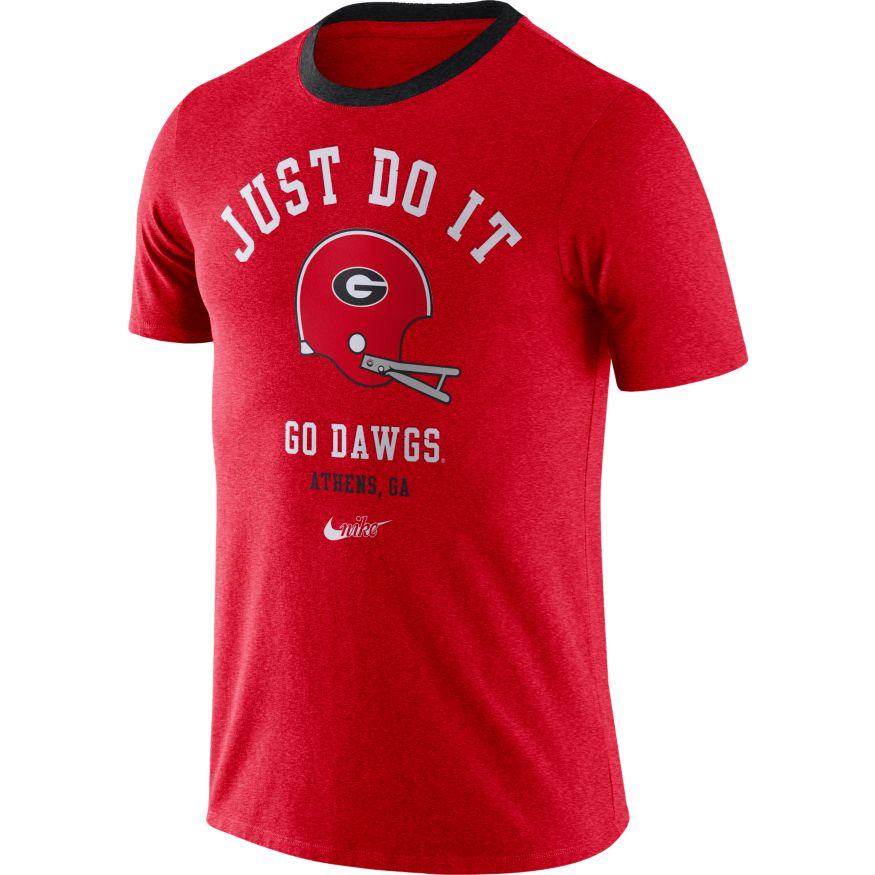 Men's Georgia Bulldogs Football Red Vault Helmet Logo T-Shirt By Nike