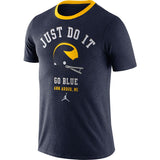 Men's Michigan Wolverines Football Navy Vault Helmet Logo T-Shirt By Nike - Pro Jersey Sports