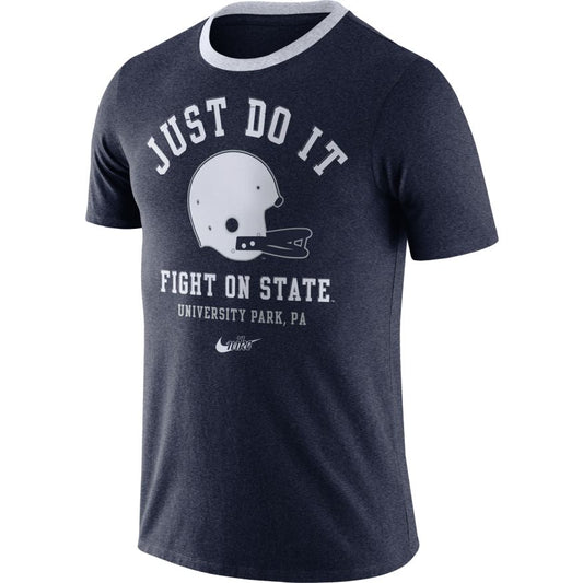 Men's Penn State Nittany Lions Football Navy Vault Helmet Logo T-Shirt By Nike