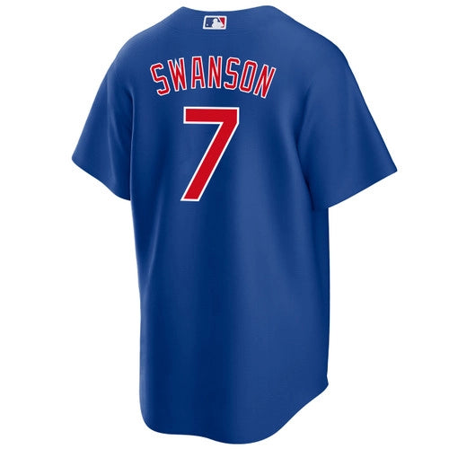 NIKE Men's Dansby Swanson Chicago Cubs Alternate Blue Premium Stitch Replica Jersey
