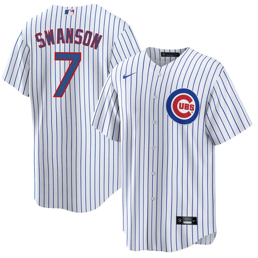 NIKE Youth Dansby Swanson Chicago Cubs White Home Premium Stitch Replica Jersey