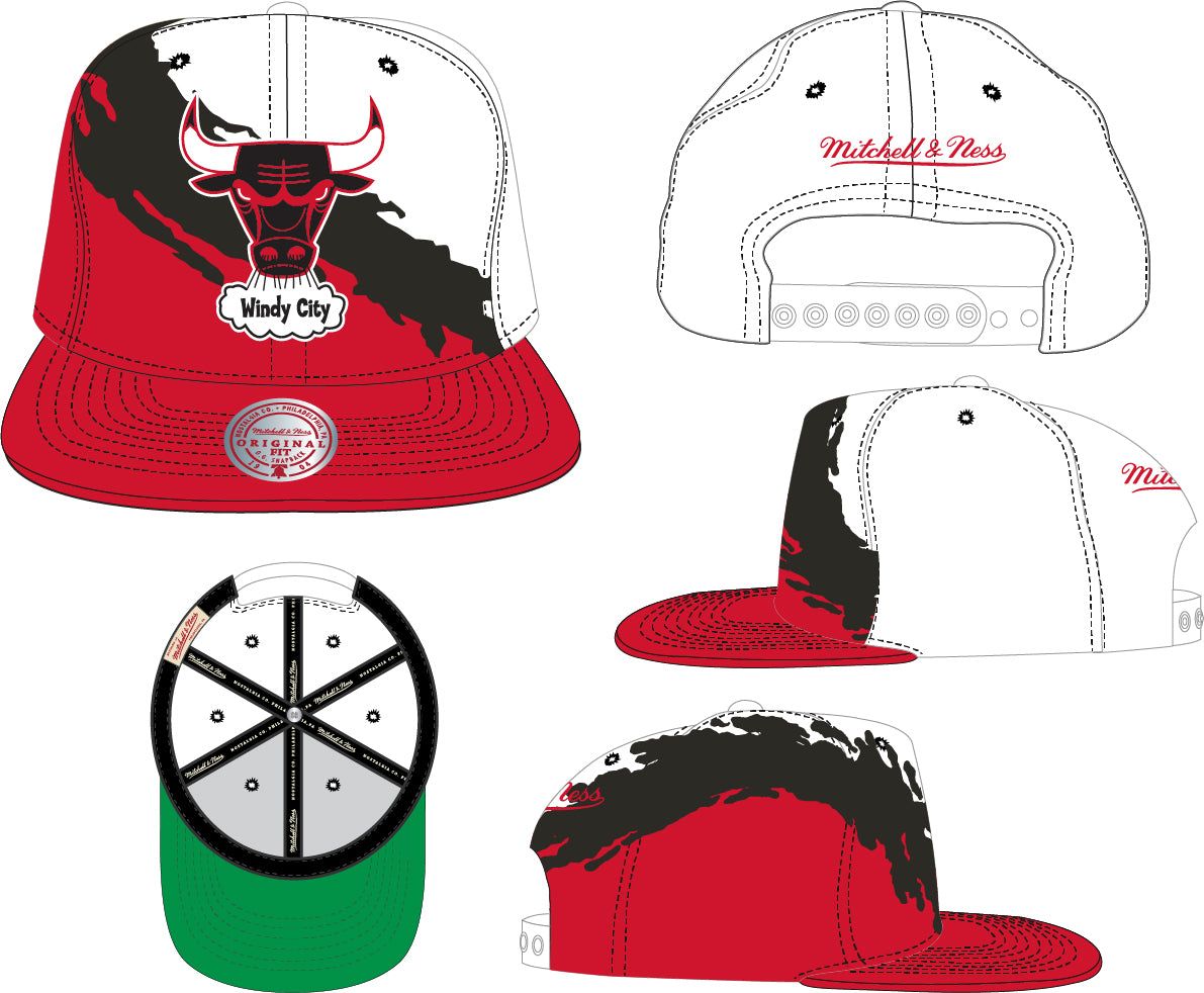 Chicago Bulls HWC NBA Paintbrush Mitchell & Ness Snapback Hat