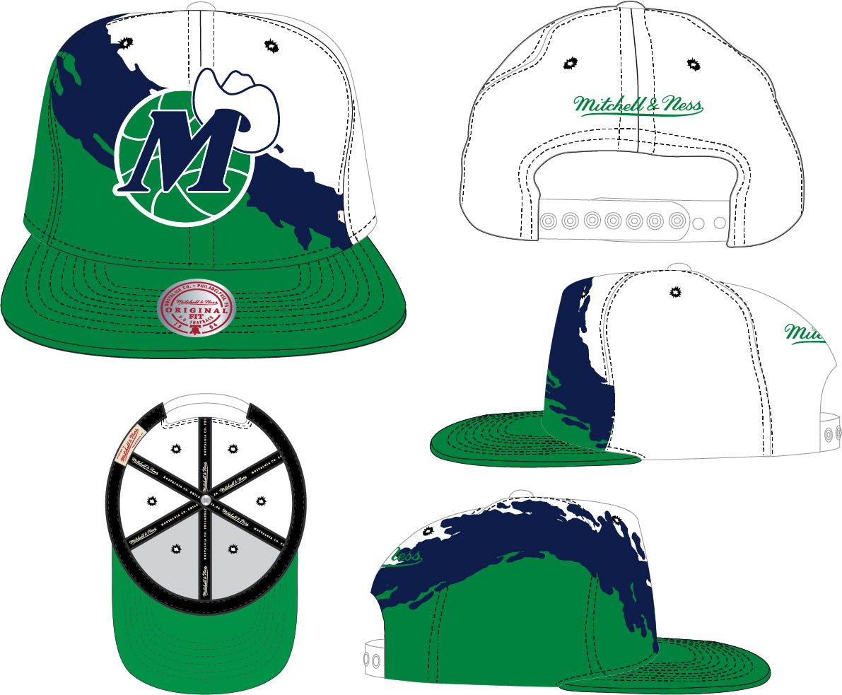 Dallas Mavericks HWC NBA Paintbrush Mitchell & Ness Snapback Hat